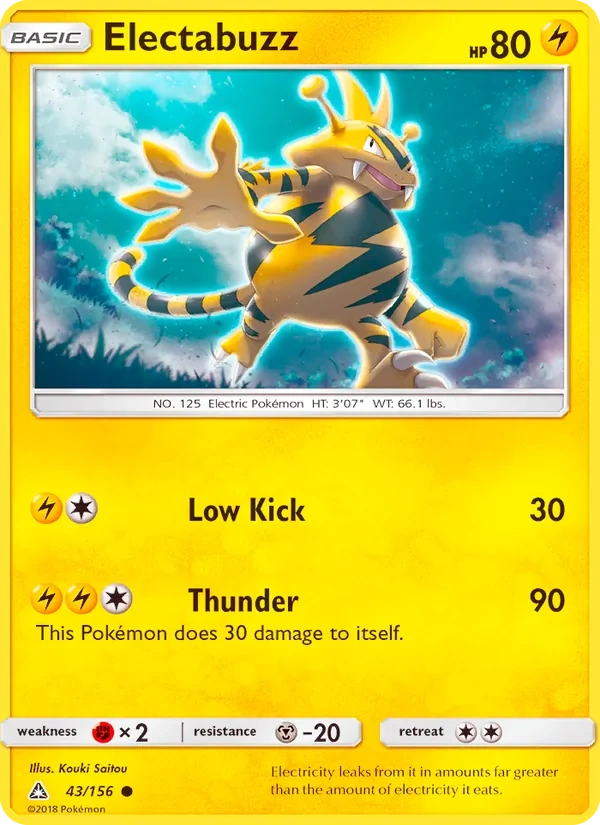 Electabuzz 043/156, Ultra Prism English "6" Pikachu Deck stamp, card art reference