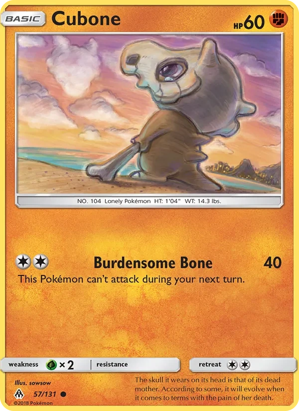 Cubone 057/131, Forbidden Light English Sequin Holofoil, card art reference