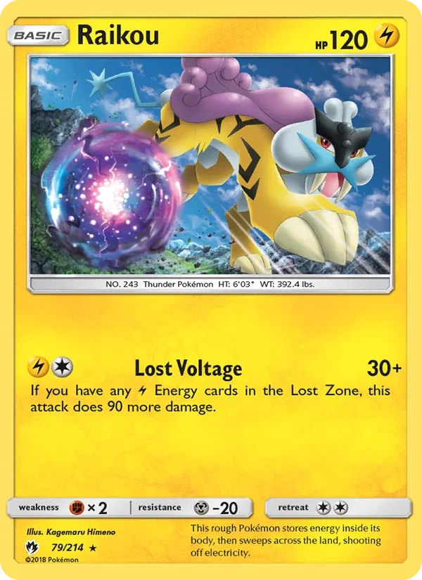 Raikou 079/214, Lost Thunder English Cracked Ice Holofoil, card art reference