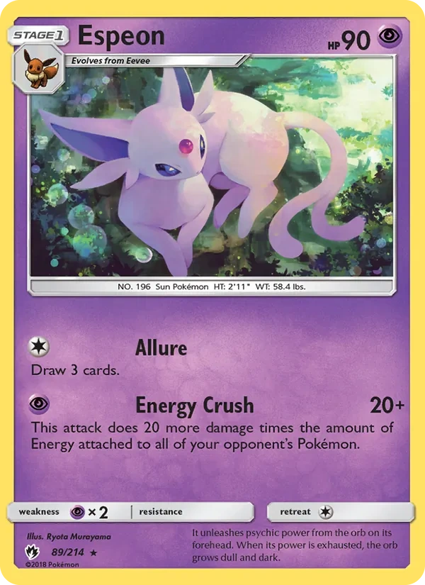 Espeon 089/214, Lost Thunder English Mewtwo Deck stamp, card art reference