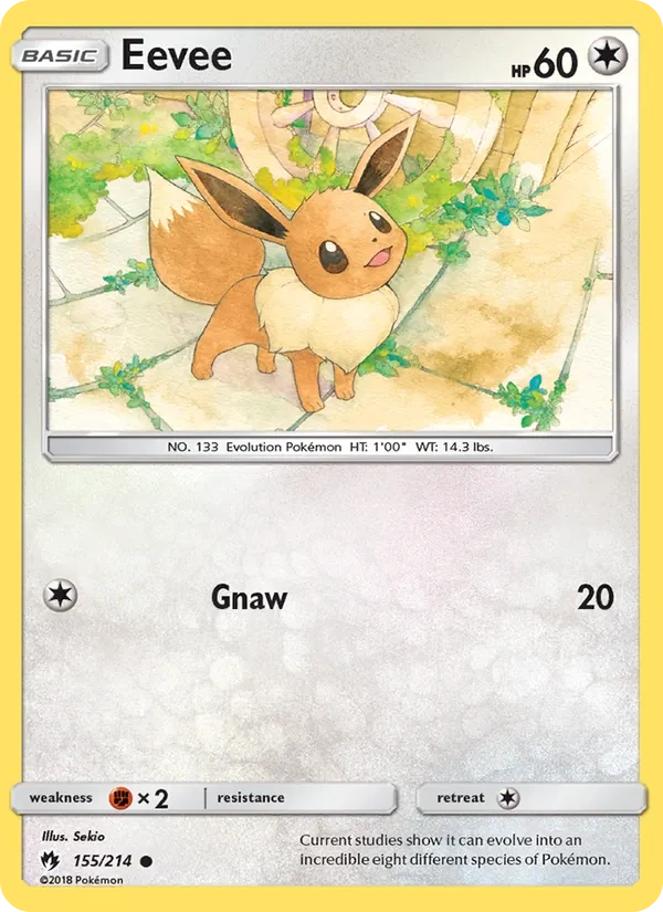 Eevee 155/214, Lost Thunder English Cracked Ice Holofoil, card art reference