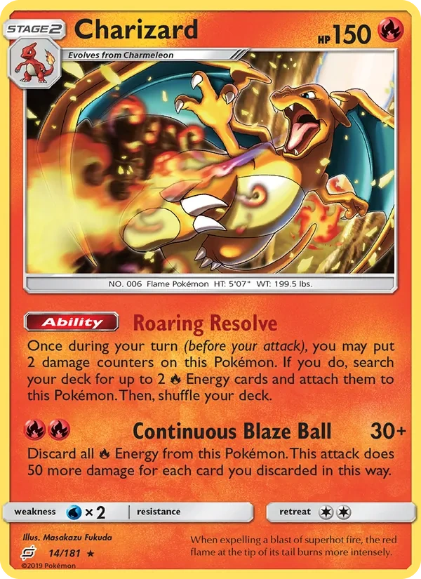 Charizard 014/181, Team Up English Cosmos Holofoil, card art reference