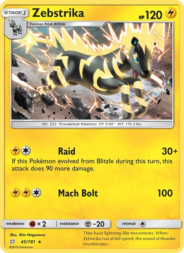 Zebstrika 045/181, Team Up English "23" Pikachu Deck stamp, card art reference