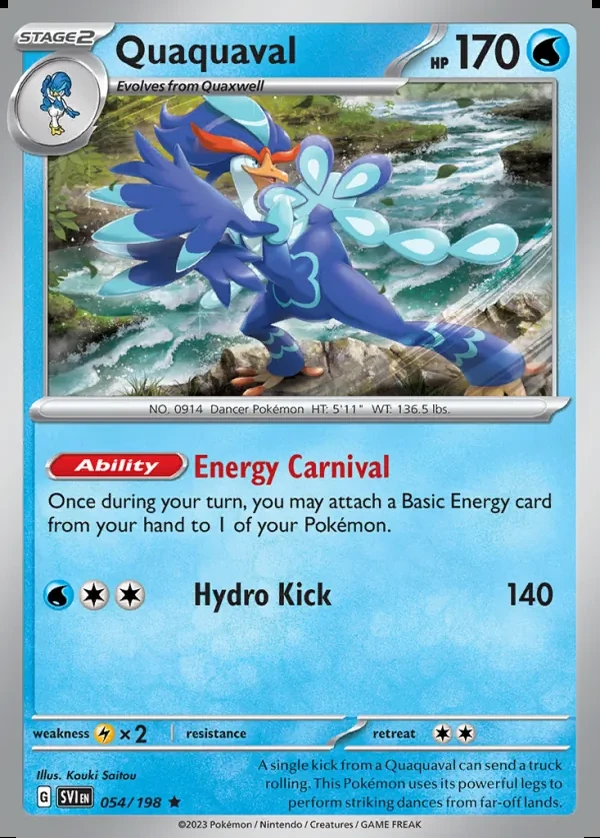 Quaquaval 054/198, Scarlet & Violet English Print with "Play! Pokémon" stamp, card art reference