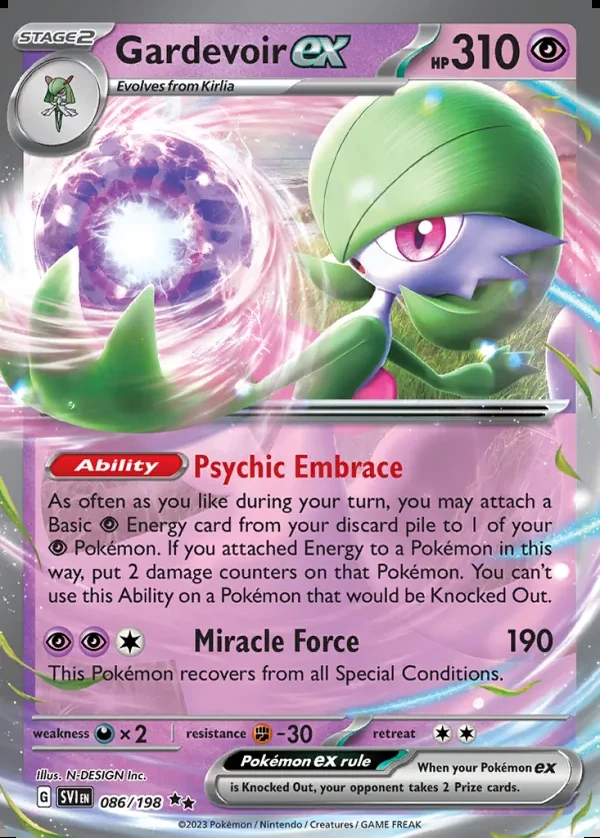 Gardevoir 086/198, Scarlet & Violet English Print with "Play! Pokémon" stamp, card art reference