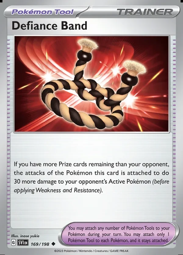 Defiance Band 169/198, Scarlet & Violet English Print with "Play! Pokémon" stamp, card art reference
