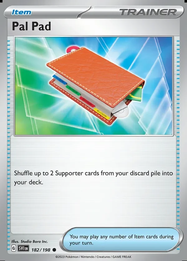 Pal Pad 182/198, Scarlet & Violet English Print with "Play! Pokémon" stamp, card art reference