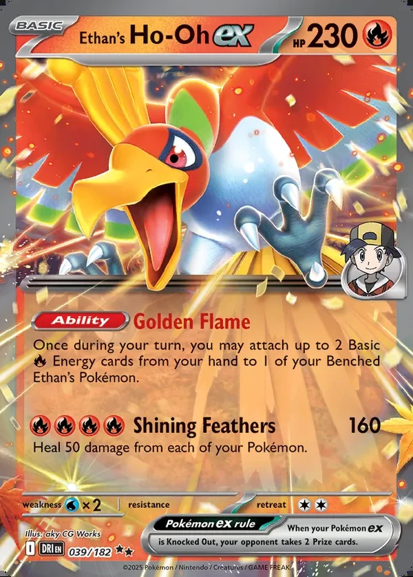Ethan's Ho-Oh 039/182, Destined Rivals English Print with "Play! Pokémon" stamp, card art reference