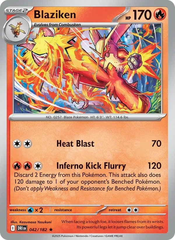 Blaziken 042/182, Destined Rivals English Cosmos Holofoil, card art reference