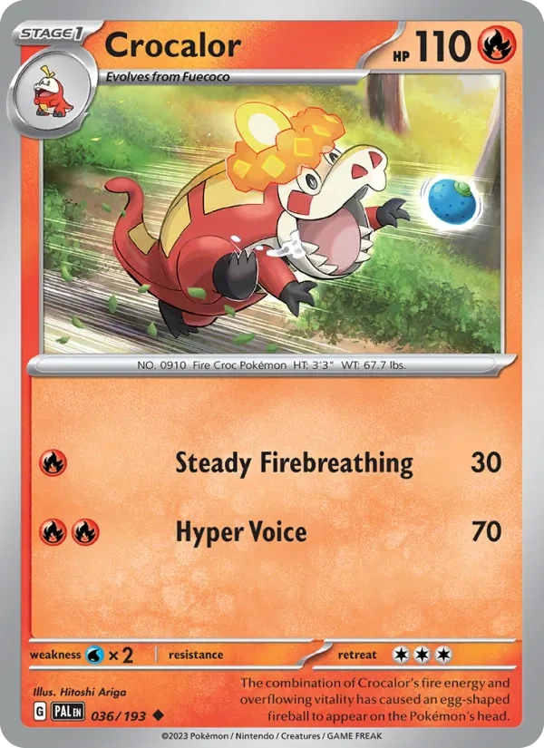 Crocalor 036/193, Paldea Evolved English "30" Armarouge Deck stamp print, card art reference