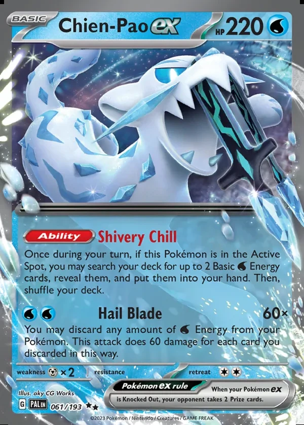 Chien-Pao 061/193, Paldea Evolved English Print with "Play! Pokémon" stamp, card art reference