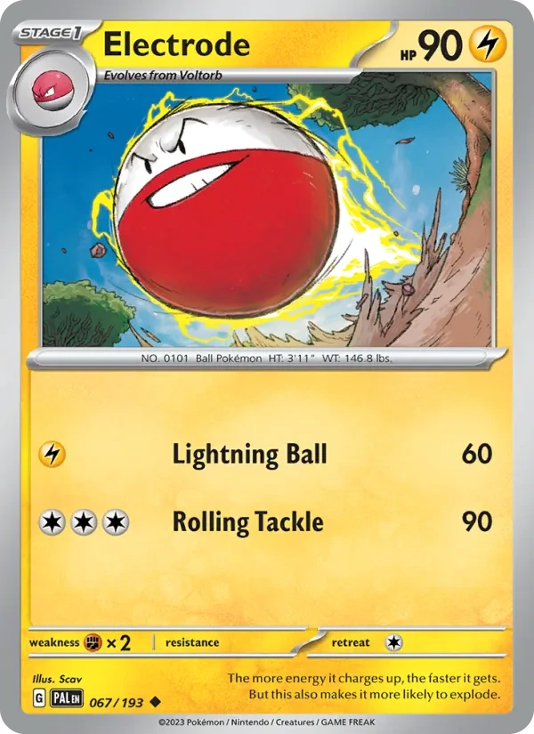 Electrode 067/193, Paldea Evolved English "6" Pikachu Deck stamp print, card art reference