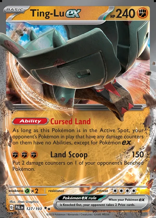 Ting-Lu 127/193, Paldea Evolved English Print with "Play! Pokémon" stamp, card art reference