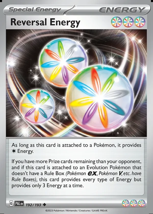 Reversal Energy 192/193, Paldea Evolved English Print with "Play! Pokémon" stamp, card art reference