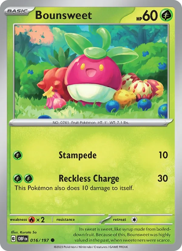 Bounsweet 016/197, Obsidian Flames English Cosmos Holofoil, card art reference