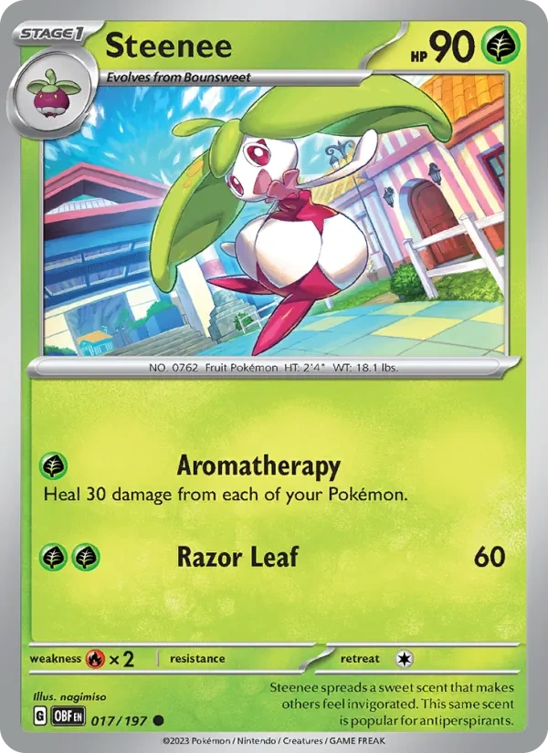 Steenee 017/197, Obsidian Flames English Cosmos Holofoil, card art reference