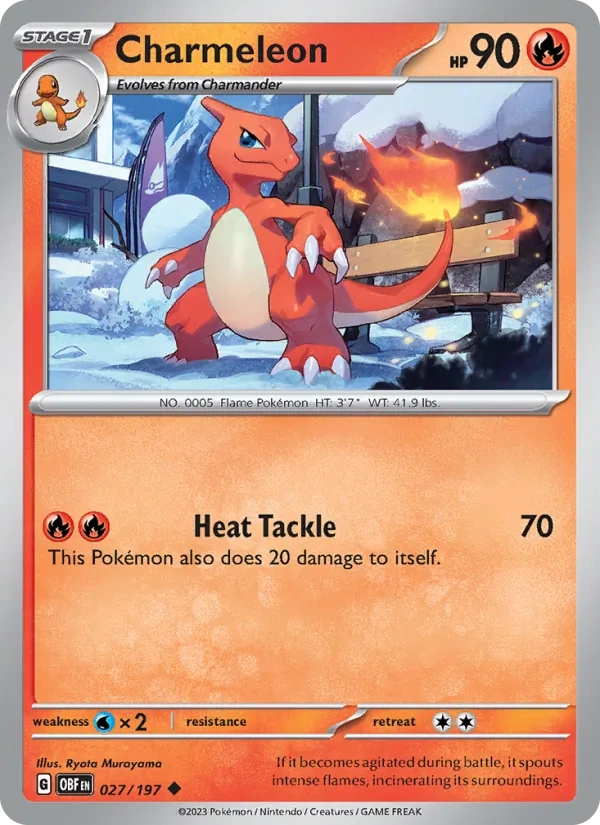 Charmeleon 027/197, Obsidian Flames English Mirage Holofoil, card art reference