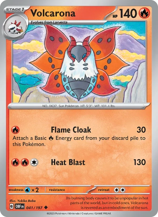 Volcarona 041/197, Obsidian Flames English "46" Armarouge Deck stamp print, card art reference
