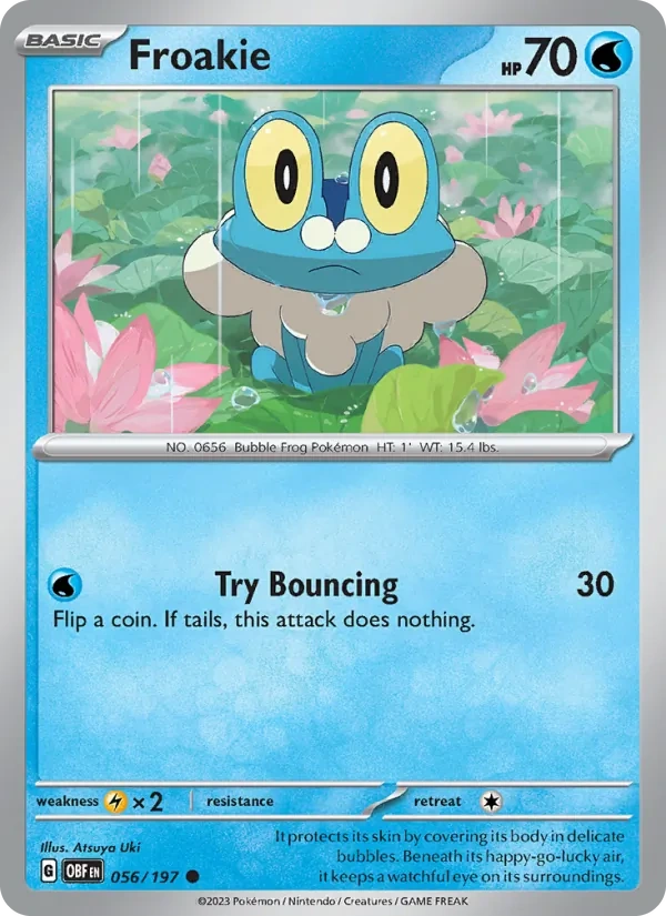 Froakie 056/197, Obsidian Flames English Cosmos Holofoil, card art reference