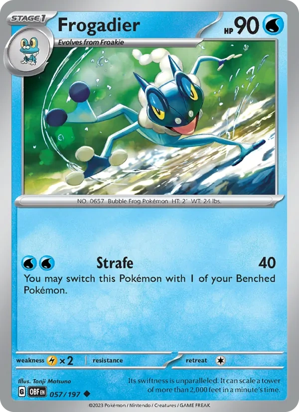 Frogadier 057/197, Obsidian Flames English Cosmos Holofoil, card art reference