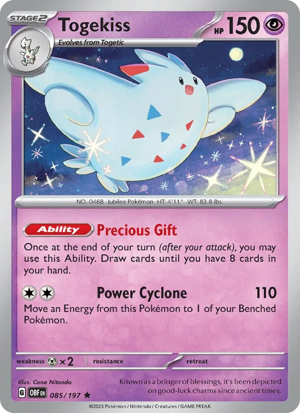 Togekiss 085/197, Obsidian Flames English Non Holo, card art reference