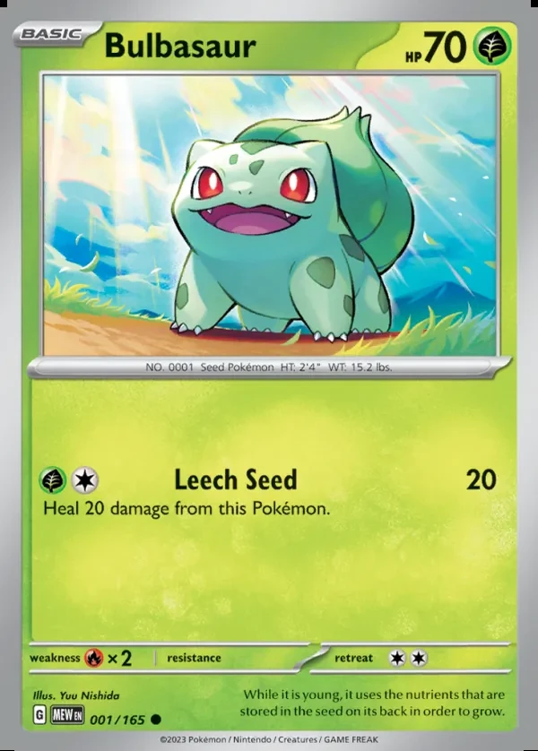 Bulbasaur 001/165, 151 English Cosmos Reverse Holofoil print, card art reference