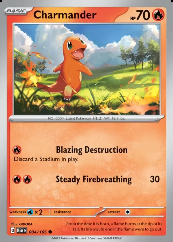 Charmander 004/165, 151 English Cosmos Holofoil print, card art reference