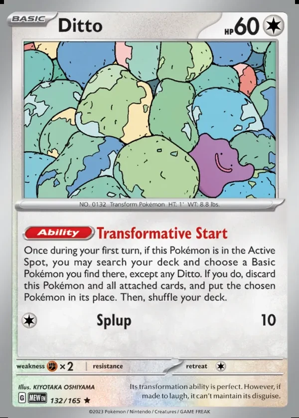 Ditto 132/165, 151 English Non Holofoil print, card art reference