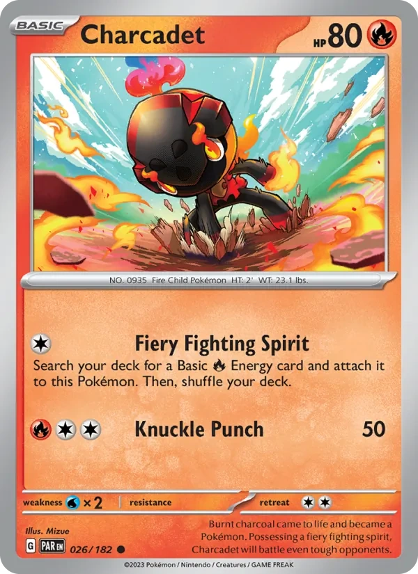 Charcadet 026/182, Paradox Rift English Cosmos Holofoil, card art reference