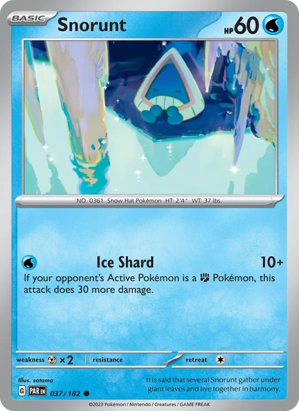 Snorunt 037/182, Paradox Rift English Cosmos Holofoil snowflake stamp, card art reference