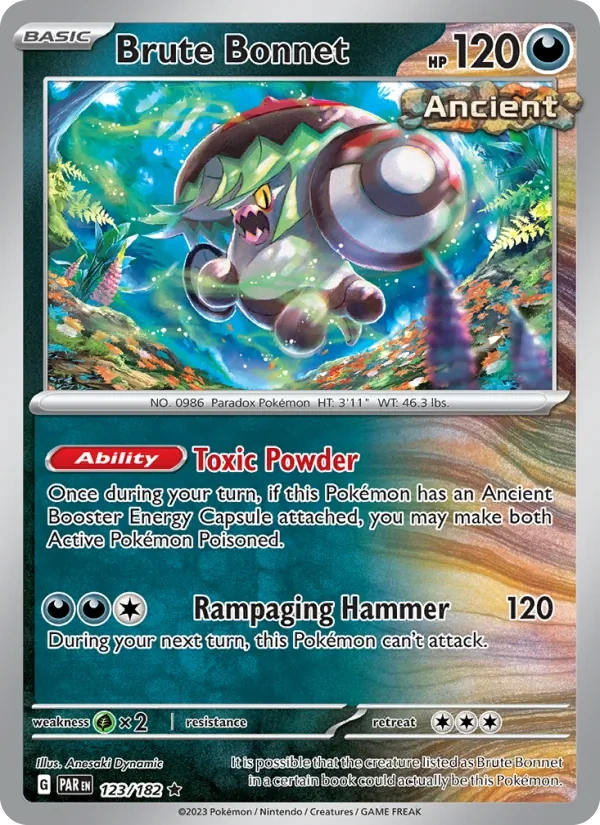 Brute Bonnet 123/182, Paradox Rift English Cosmos Holofoil, card art reference