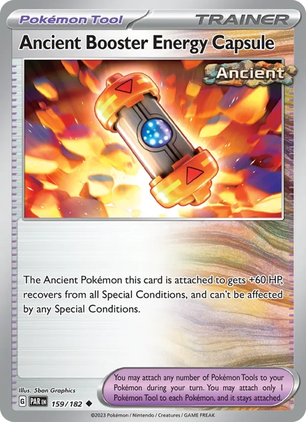 Ancient Booster Energy Capsule 159/182, Paradox Rift English Cosmos Holofoil, card art reference