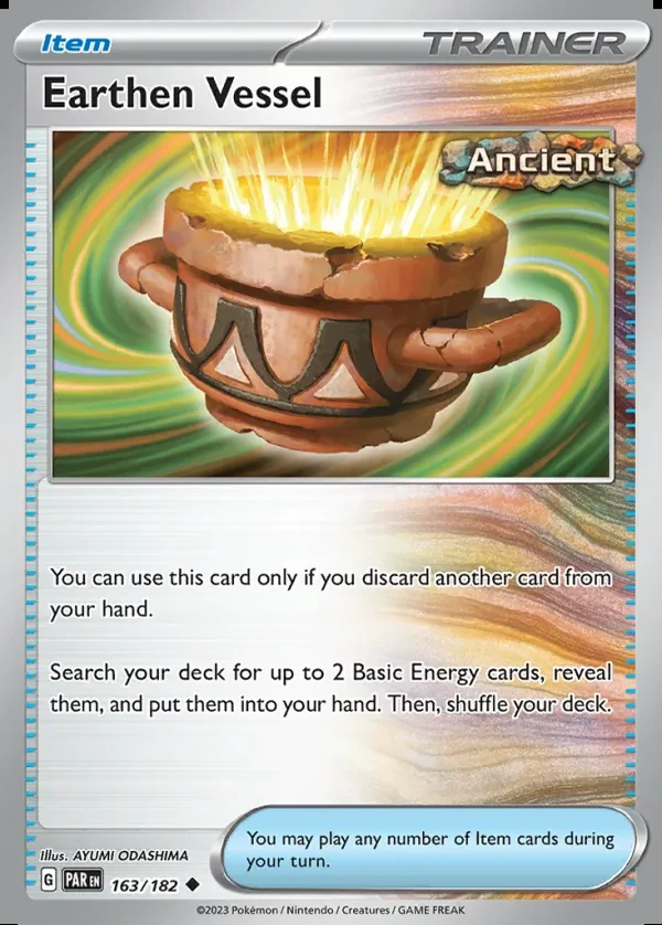 Earthen Vessel 163/182, Paradox Rift English Print with "Play! Pokémon" stamp, card art reference
