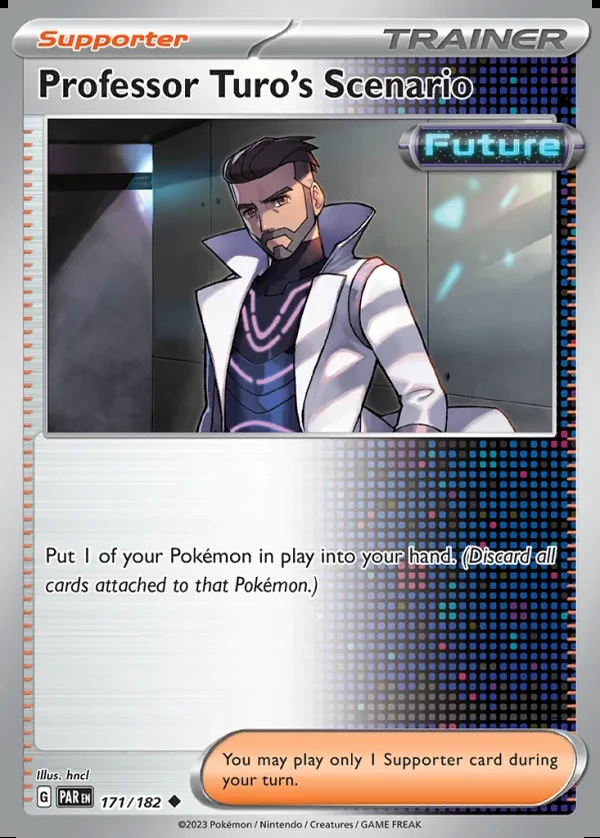 Professor Turo's Scenario 171/182, Paradox Rift English Print with "Play! Pokémon" stamp, card art reference
