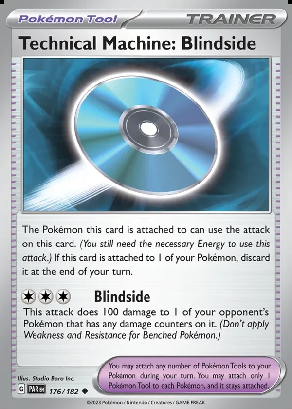 Technical Machine: Blindside 176/182, Paradox Rift English Print with "Play! Pokémon" stamp, card art reference