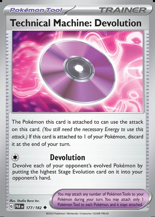 Technical Machine: Devolution 177/182, Paradox Rift English Print with "Play! Pokémon" stamp, card art reference