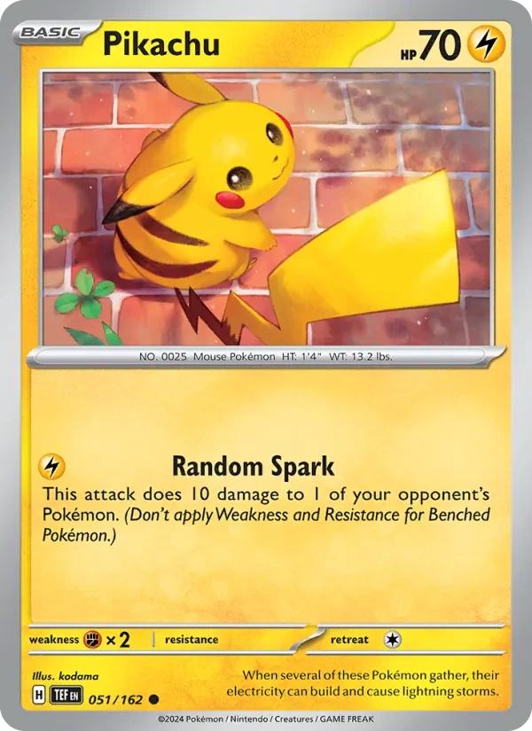 Pikachu 051/162, Temporal Forces English Cosmos Holofoil, card art reference