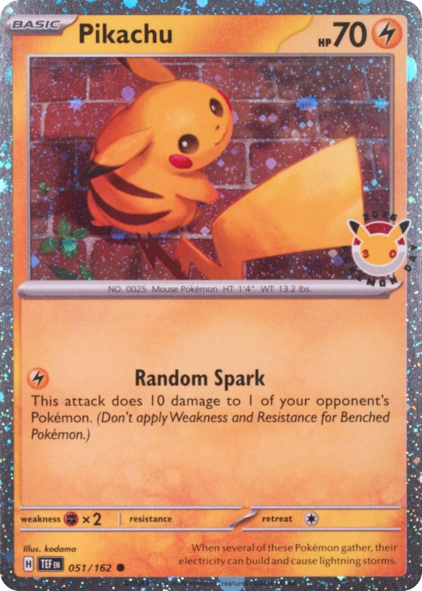 Pikachu 051/162, Temporal Forces English Cosmos Holofoil