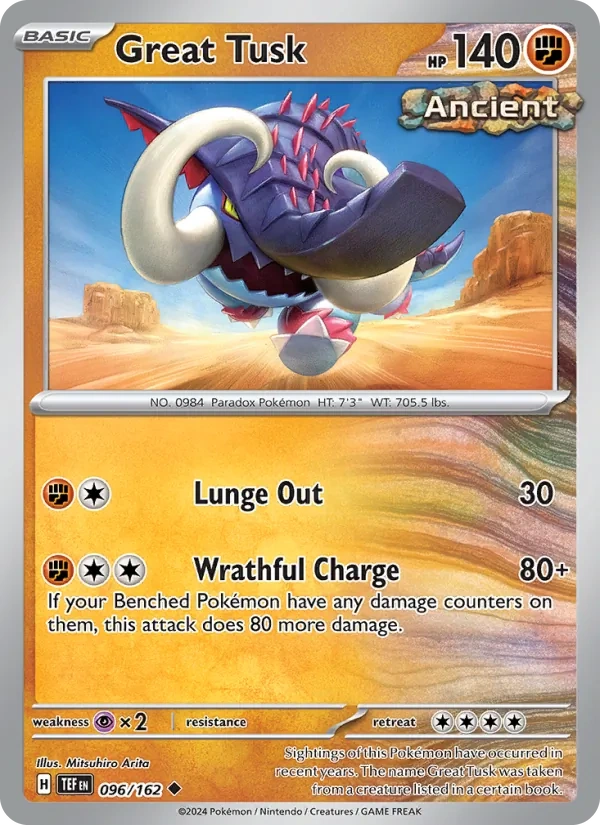Great Tusk 096/162, Temporal Forces English Cosmos Holofoil, card art reference