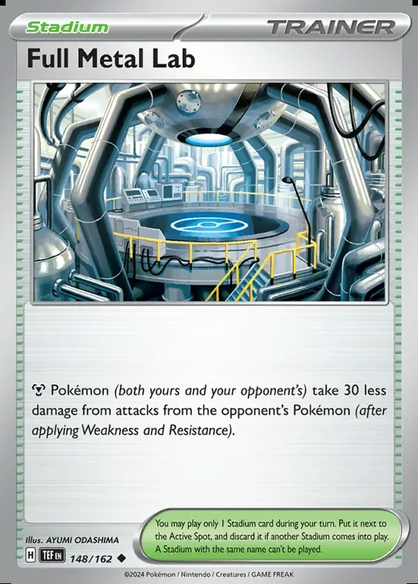 Full Metal Lab 148/162, Temporal Forces English Print with "Play! Pokémon" stamp, card art reference