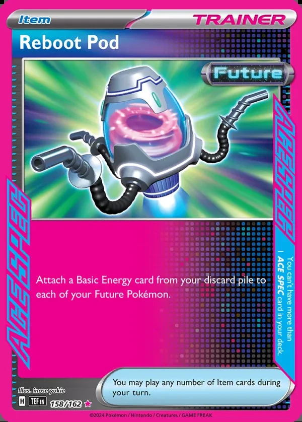Reboot Pod 158/162, Temporal Forces English Print with "Play! Pokémon" stamp, card art reference