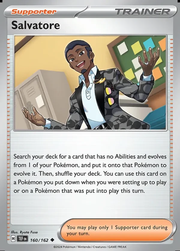 Salvatore 160/162, Temporal Forces English Print with "Play! Pokémon" stamp, card art reference