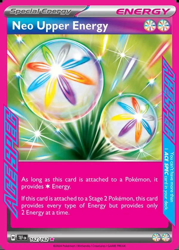 Neo Upper Energy 162/162, Temporal Forces English Print with "Play! Pokémon" stamp, card art reference