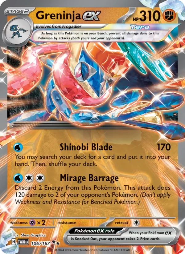 Greninja 106/167, Twilight Masquerade English Metal Card, card art reference