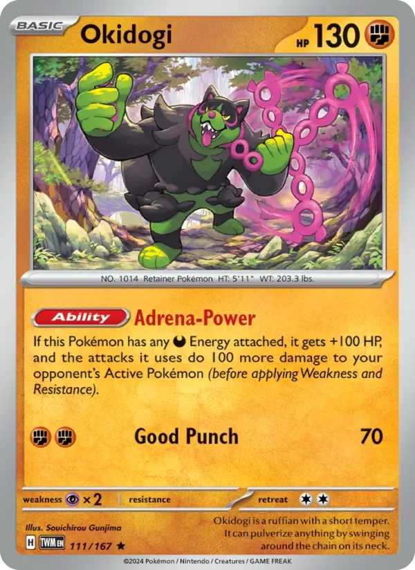 Okidogi 111/167, Twilight Masquerade English Non Holo, card art reference