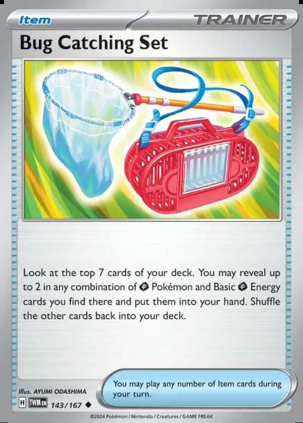 Bug Catching Set 143/167, Twilight Masquerade English Print with "Play! Pokémon" stamp, card art reference