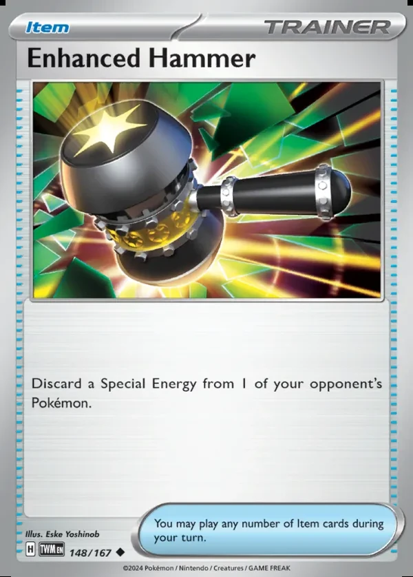 Enhanced Hammer 148/167, Twilight Masquerade English Print with "Play! Pokémon" stamp, card art reference