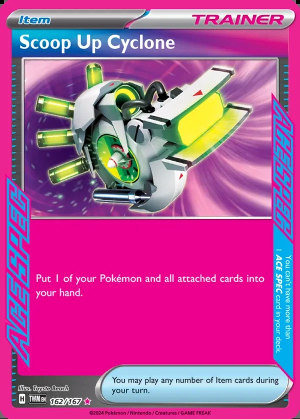 Scoop Up Cyclone 162/167, Twilight Masquerade English Print with "Play! Pokémon" stamp, card art reference