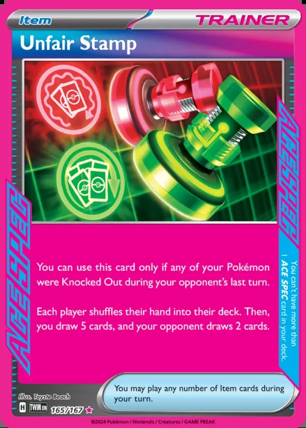 Unfair Stamp 165/167, Twilight Masquerade English Print with "Play! Pokémon" stamp, card art reference