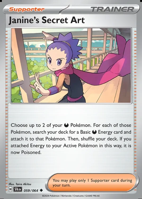 Janine's Secret Art 059/064, Shrouded Fable English Print with "Play! Pokémon" stamp, card art reference